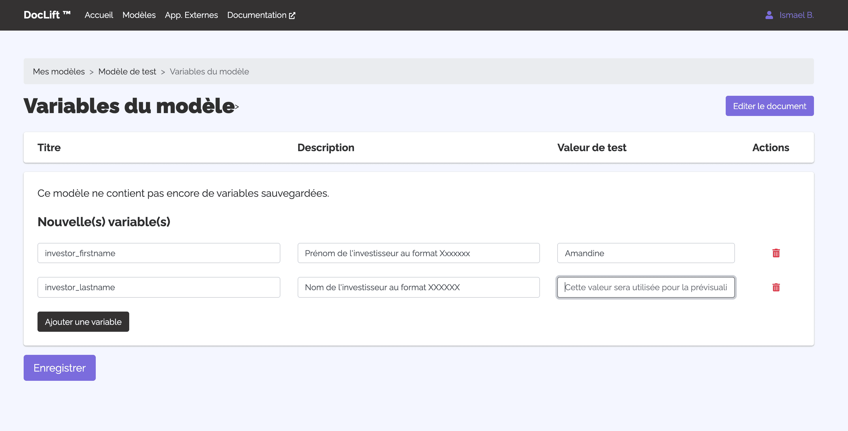Ajouter plusieurs variables d'un coup dans un modèle de PDF Doclift