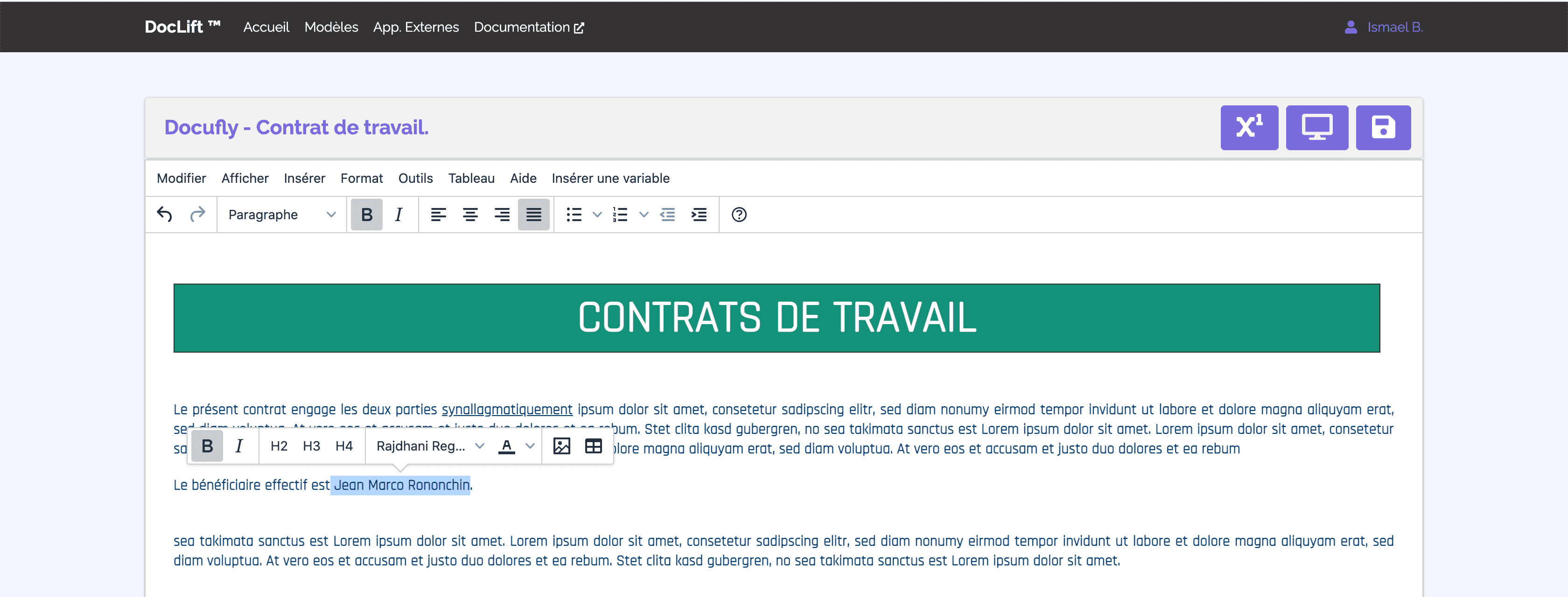 Editeur de modèle de PDF de Doclift